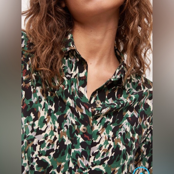 Gerard Darel Paris Silk Camo Blouse - Picture 3 of 9